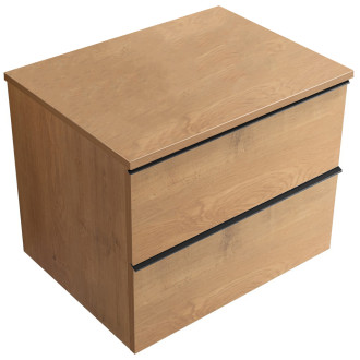 CERANO - Koupelnová skříňka pod umyvadlo s úchytkou/deskou pod umyvadlo Velora - 18 mm - dub medový, černá úchytka - 60x49,8x46 cm