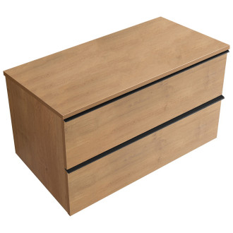 CERANO - Koupelnová skříňka pod umyvadlo s úchytkou/deskou pod umyvadlo Velora - 18 mm - dub medový, černá úchytka - 70x49,8x46 cm