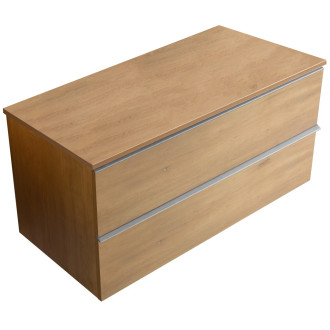 CERANO - Koupelnová skříňka pod umyvadlo s úchytkou/deskou pod umyvadlo Velora - 18 mm - dub medový, chromová úchytka - 100x49,8x46 cm