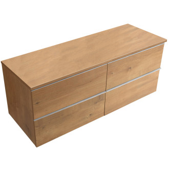 CERANO - Koupelnová skříňka pod umyvadlo s úchytkou/deskou pod umyvadlo Velora - 18 mm - dub medový, chromová úchytka - 160x49,8x45,2 cm