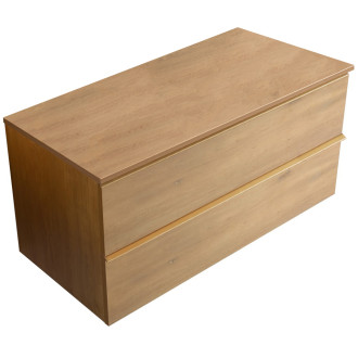 CERANO - Koupelnová skříňka pod umyvadlo s úchytkou/deskou pod umyvadlo Velora - 18 mm - dub medový, zlatá úchytka - 100x49,8x46 cm