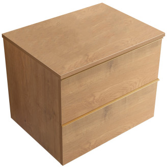 CERANO - Koupelnová skříňka pod umyvadlo s úchytkou/deskou pod umyvadlo Velora - 18 mm - dub medový, zlatá úchytka - 60x49,8x46 cm