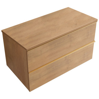 CERANO - Koupelnová skříňka pod umyvadlo s úchytkou/deskou pod umyvadlo Velora - 18 mm - dub medový, zlatá úchytka - 70x49,8x46 cm