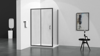 Mexen Apia výsuvná sprchová kabina 130 x 80 cm, průhledná, černá - 840-130-080-70-00