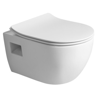 LUNA závěsná WC mísa, Vortex Rimless, 35,5x49cm, bílá