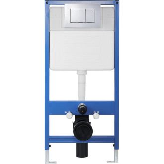 CERANO - Kompletní podomítkový WC set Dure - bílá lesklá - WC tlačítko Classic, chrom - předstěnová instalace - 51x35 cm