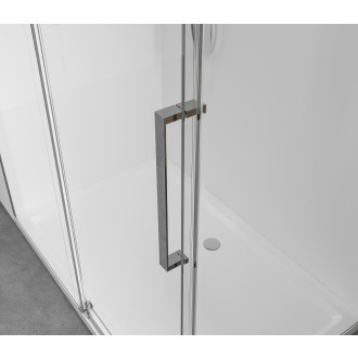 CERANO - Sprchový kout Lantono - pravá - 8 mm - černá matná, mléčné sklo - 100x90 cm - posuvný