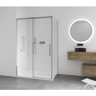 CERANO - Sprchový kout Lantono - pravá - 8 mm - černá matná, mléčné sklo - 130x80 cm - posuvný