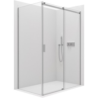 CERANO - Sprchový kout Santoro - levá - 6 mm - černá matná, mléčné sklo - 100x80 cm - posuvný