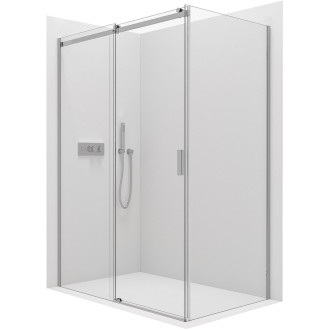 CERANO - Sprchový kout Santoro - pravá - 6 mm - černá matná, mléčné sklo - 140x90 cm - posuvný