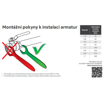 Kulový plnoprůtočný kohout, páka MM 6/4"