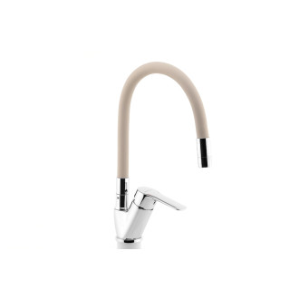 Dřezová baterie s béžovým flexi ramenem Metalia 54, chrom