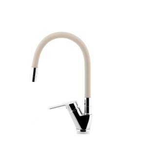 Dřezová baterie s béžovým flexi ramenem Metalia 54, chrom