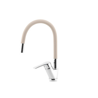 Dřezová baterie s béžovým flexi ramenem Metalia 54, chrom