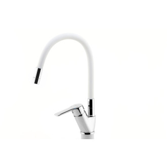 Dřezová baterie s bílým flexi ramenem Metalia 54, chrom