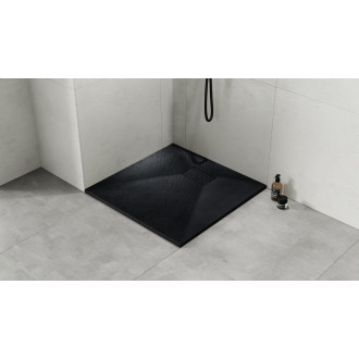 BESCO VEXO ČTVEREC, SMC vanička, 90x90x3,2 cm, černá barva, bez nožiček VANKVEX90CTVERB