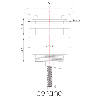 CERANO - Sifon umyvadlový - 5/4" - DN32 mm s výpustí click-clack s přepadem - keramická zátka - bílá