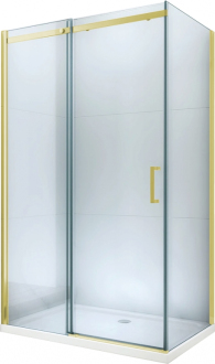 Mexen Omega sprchový kout 120x70 cm, průhledná, zlatá + vanička 825-120-070-50-00-4010