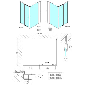 EASY BLACK obdélníkový sprchový kout 1400x700mm, čiré sklo L/P varianta