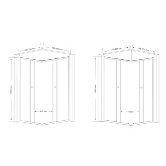 AGGA obdélníková sprchová zástěna 800x700mm, čiré sklo