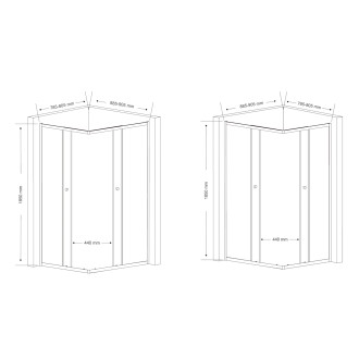 AGGA obdélníková sprchová zástěna 900x800mm, čiré sklo