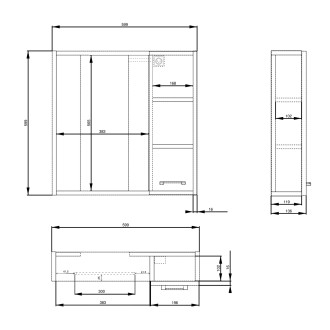 ZOJA/KERAMIA FRESH STRIP galerka s LED osvětlením, 60x60x14cm, pravá, dub platin