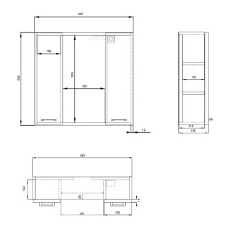 ZOJA/KERAMIA FRESH STRIP galerka s LED osvětlením, 70x60x14cm, dub platin