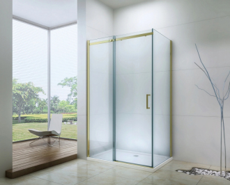 Mexen Omega sprchový kout 130x80 cm, průhledná, zlatá + vanička 825-130-080-50-00-4010