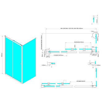 UGGA obdélníkový sprchový kout 1000x900mm, sklo Brick, bílá