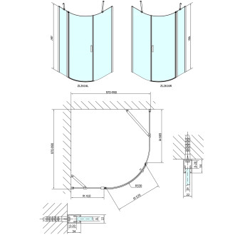 ZOOM čtvrtkruhová sprchová zástěna 1000x1000mm, čiré sklo, pravá