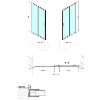 DEEP sprchové dveře posuvné 1300x1500mm, čiré sklo MD1315