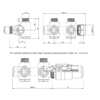 THERMCOMB-SET, středový ventil (Z4K) s připojením pro elektrickou tyč