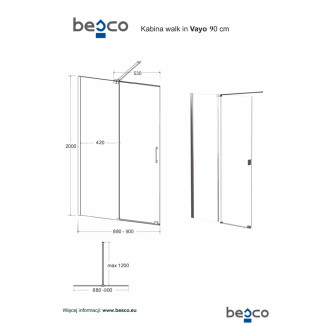 Walk-in sprchový kout VAYO GOLD