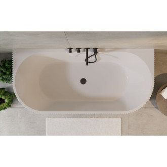 Volně stojící vana LEYA černá/bílá, sifon se štěrbinovým přepadem