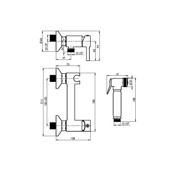 Baterie s bidetovou sprškou ULTRA-30 (ONYX NEW)