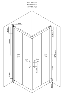 Mexen Rio čtvercový sprchový kout 90x90 cm, mráz, chrom + vanička 860-090-090-01-30-4010