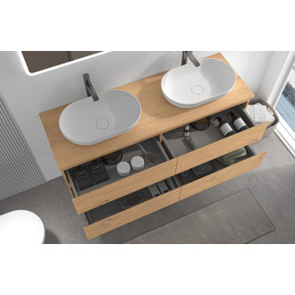 CERANO - Koupelnová skříňka Carole s deskou pod umyvadlo - 18 mm - dub medový - 141x49,8x46,5 cm