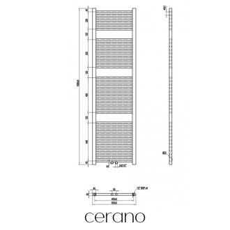 CERANO - Koupelnový radiátorový set Lincoln - kombinované výtápění, wifi tyč - středové připojení 50 mm - 559W - černá matná - 1800x500 mm