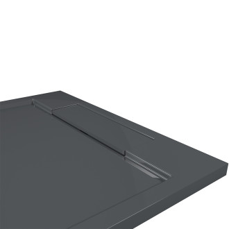 CERANO - Sprchová vanička z litého mramoru čtvercová Loro - tmavě šedá - 90x90 cm