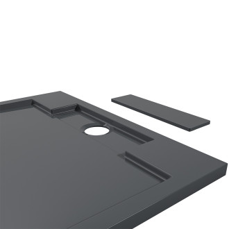 CERANO - Sprchová vanička z litého mramoru čtvercová Loro - tmavě šedá - 90x90 cm