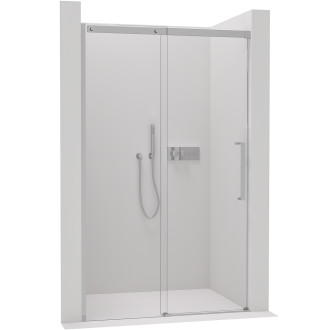 CERANO - Sprchové posuvné dveře Lantono - pravá - 8 mm - Soft-Close - černá matná, mléčné sklo - 160x195 cm