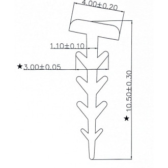 Boční silikonový těsnící profil "stromeček", délka 2 bm