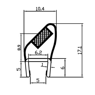 Magnetický těsnící profil 45°, na sklo 6mm, délka 2 bm