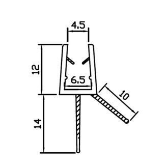 Spodní silikonový těsnící profil, na sklo 4-6mm, délka 1 bm