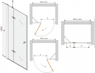 Mexen Roma sprchové dveře 80 cm, transparentní, chrom - 854-080-000-01-00