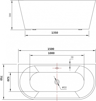 MEXEN OVAL vana volně stojící 150x75x58 52671507500