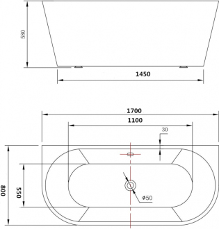 MEXEN OVAL vana volně stojící 170x80 52671708000