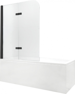 Mexen Felix vanová zástěna 2-křídlá 100 x 140 cm, transparentní, černá - 890-100-002-70-00