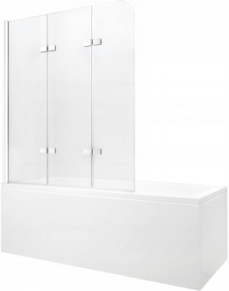 Mexen Felix 3-křídlá vanová zástěna 120 x 140 cm, transparentní, chrom - 890-120-003-01-00