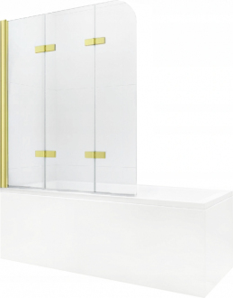 Mexen Felix 3-křídlá vanová zástěna 120 x 140 cm, transparentní, zlatá - 890-120-003-50-00